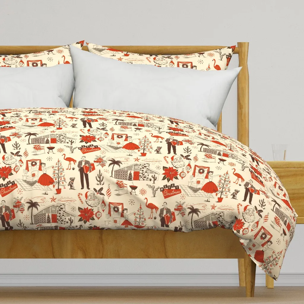 Merry Mid-Century Duvet Cover - Red product