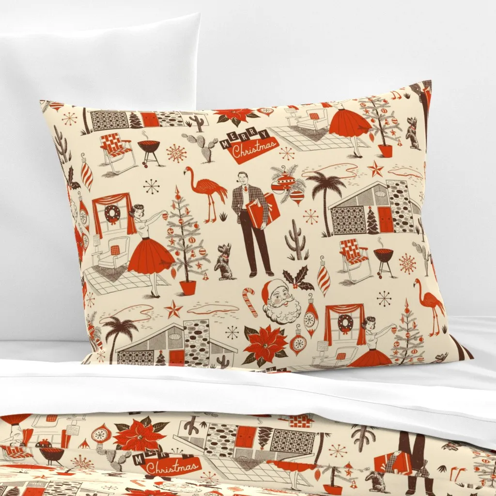 Merry Mid-Century Standard Knife Edge Cushion Cover - Red, Cotton Sateen product
