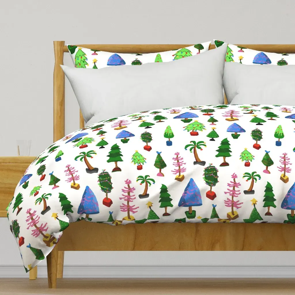 Merry Mix Of Trees Large Duvet Cover - Green product