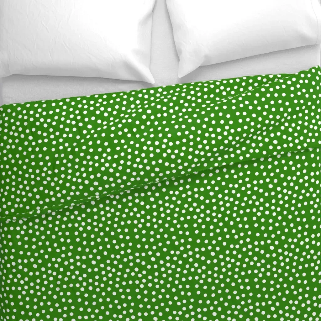 Messy Dots Duvet Cover - White on Green alternate view