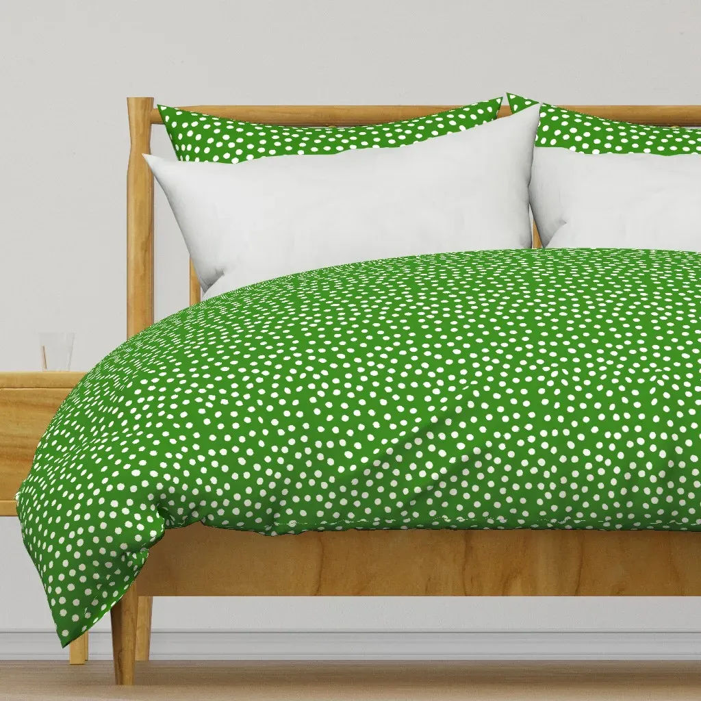 Messy Dots Duvet Cover - White on Green product