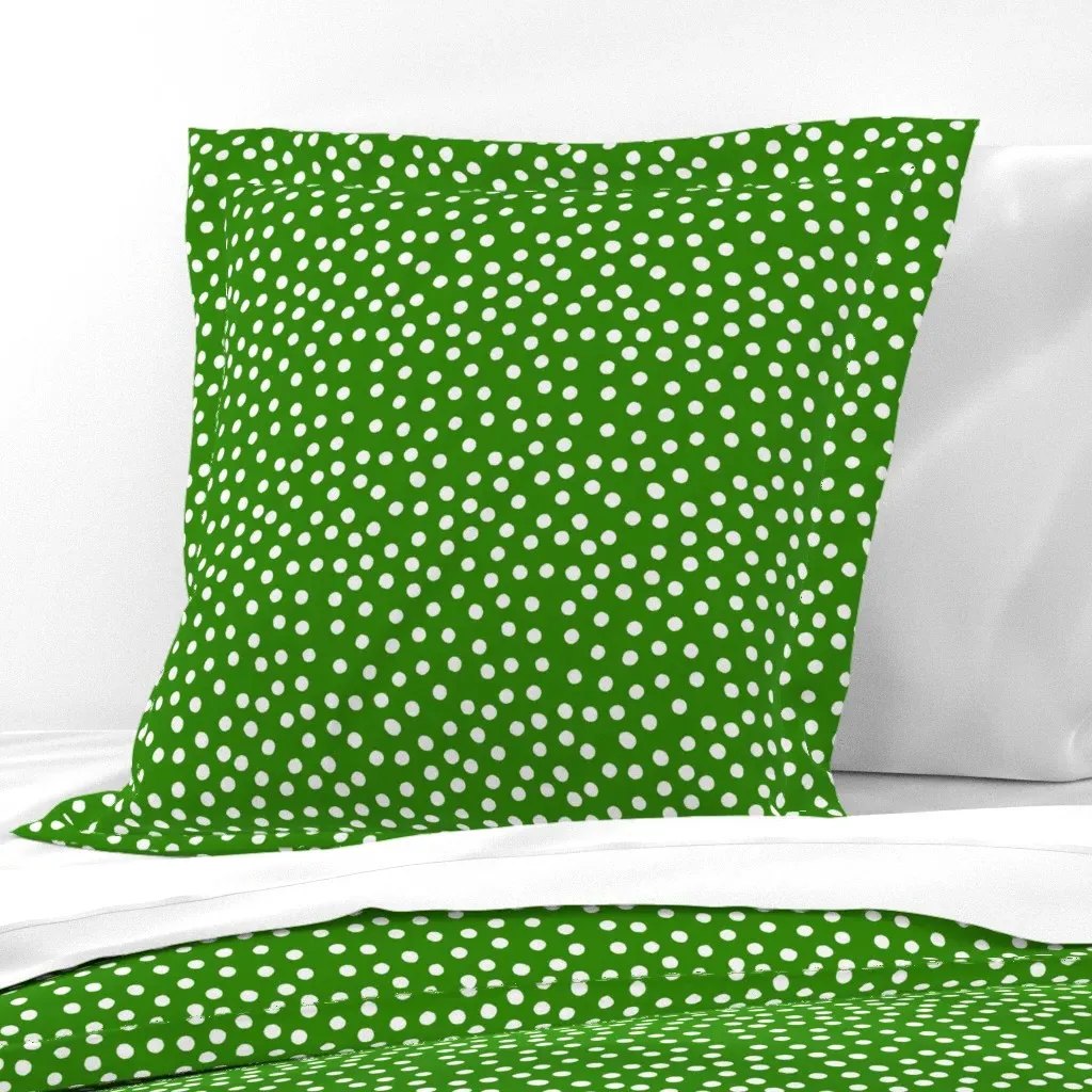 Messy Dots Euro Pillow Sham - White on Green product