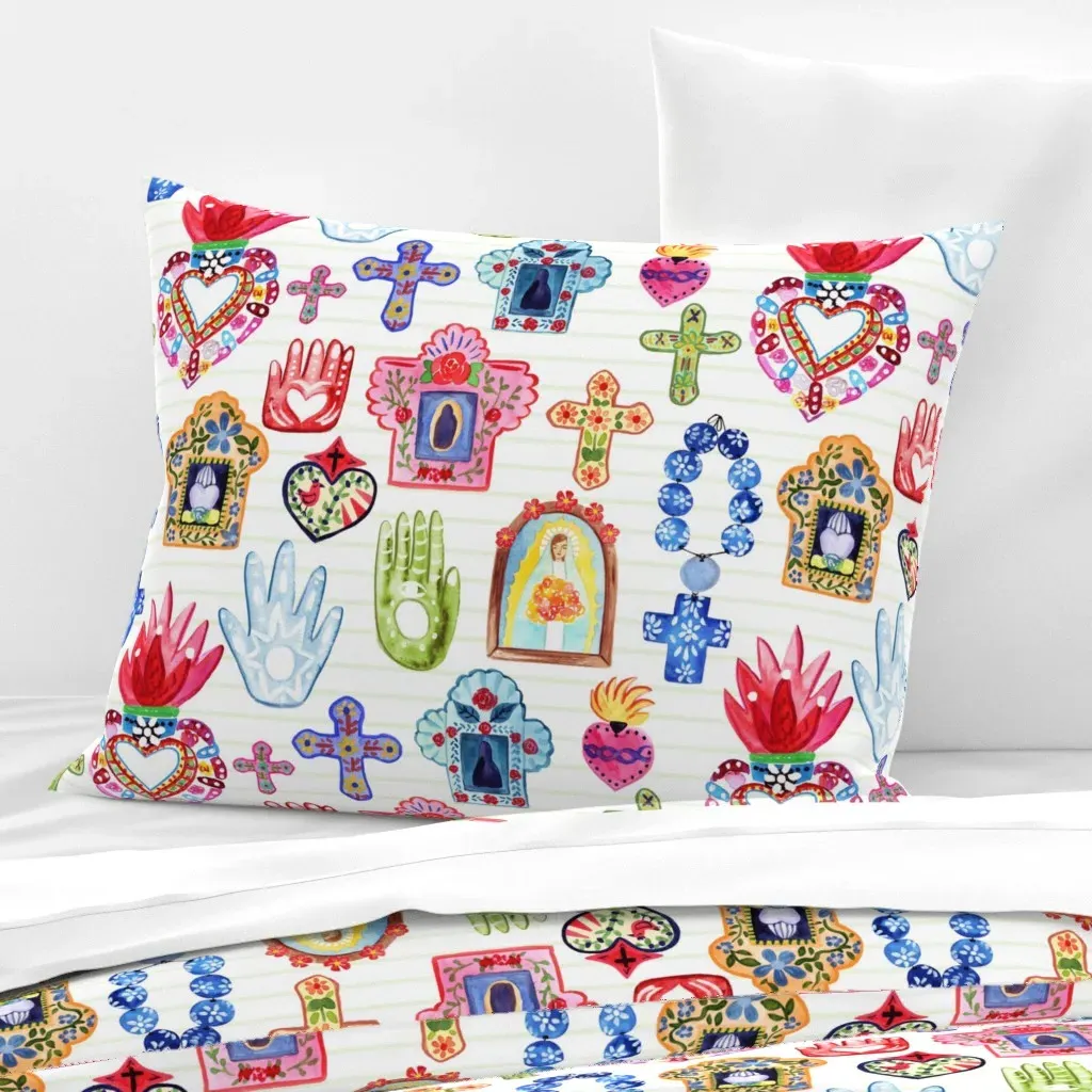 Mexican Artesanias Standard Knife Edge Cushion Cover - Pink, Cotton Sateen product