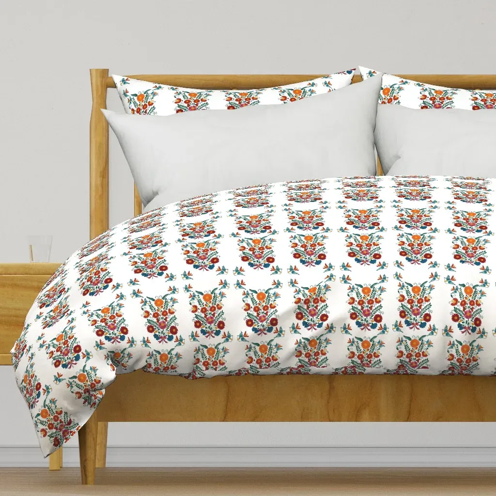 Mexican Blue Birds And Flowers Duvet Cover - Orange product