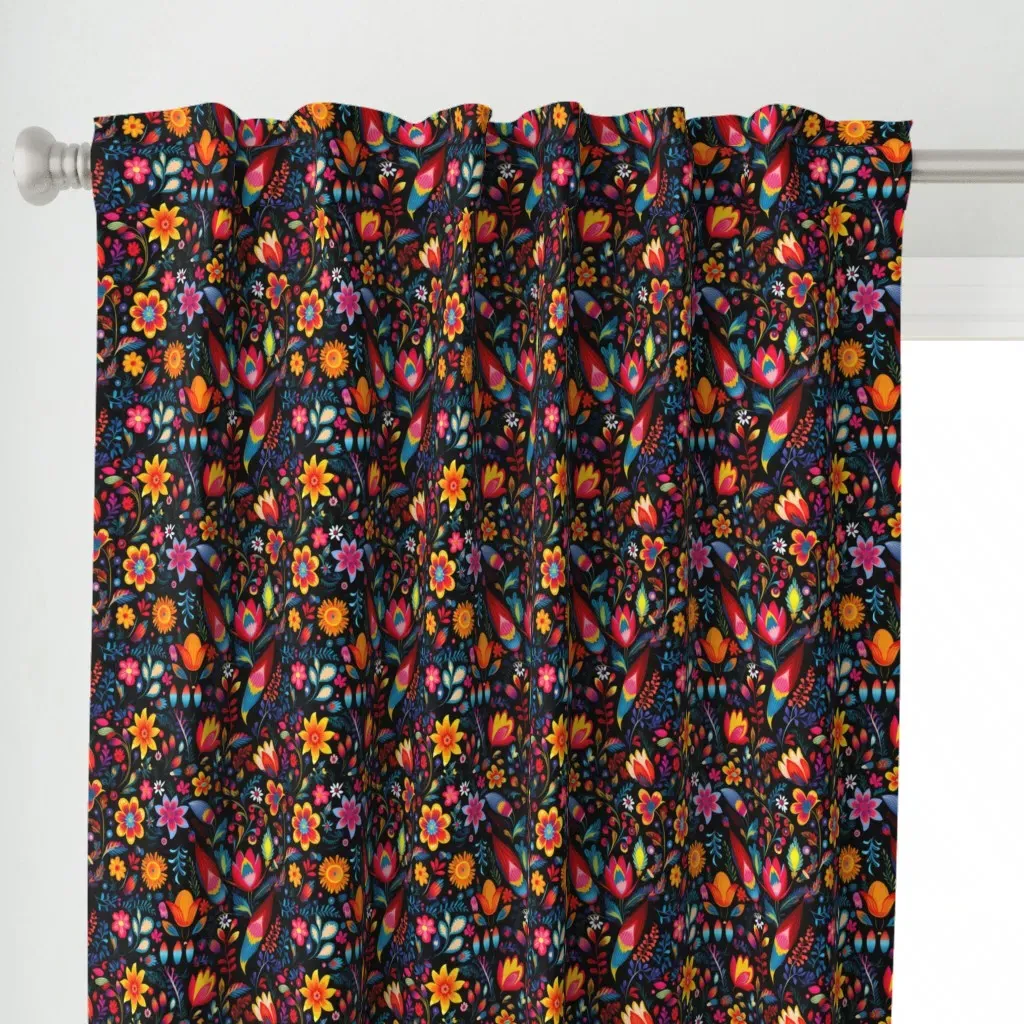 Mexican Fabrics Single Curtain Panel - Red alternate view