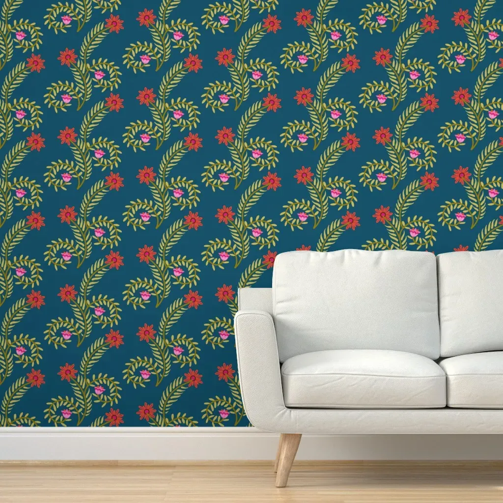 Mexican Fiesta Vine Floral Peel and Stick Wallpaper - Pink product