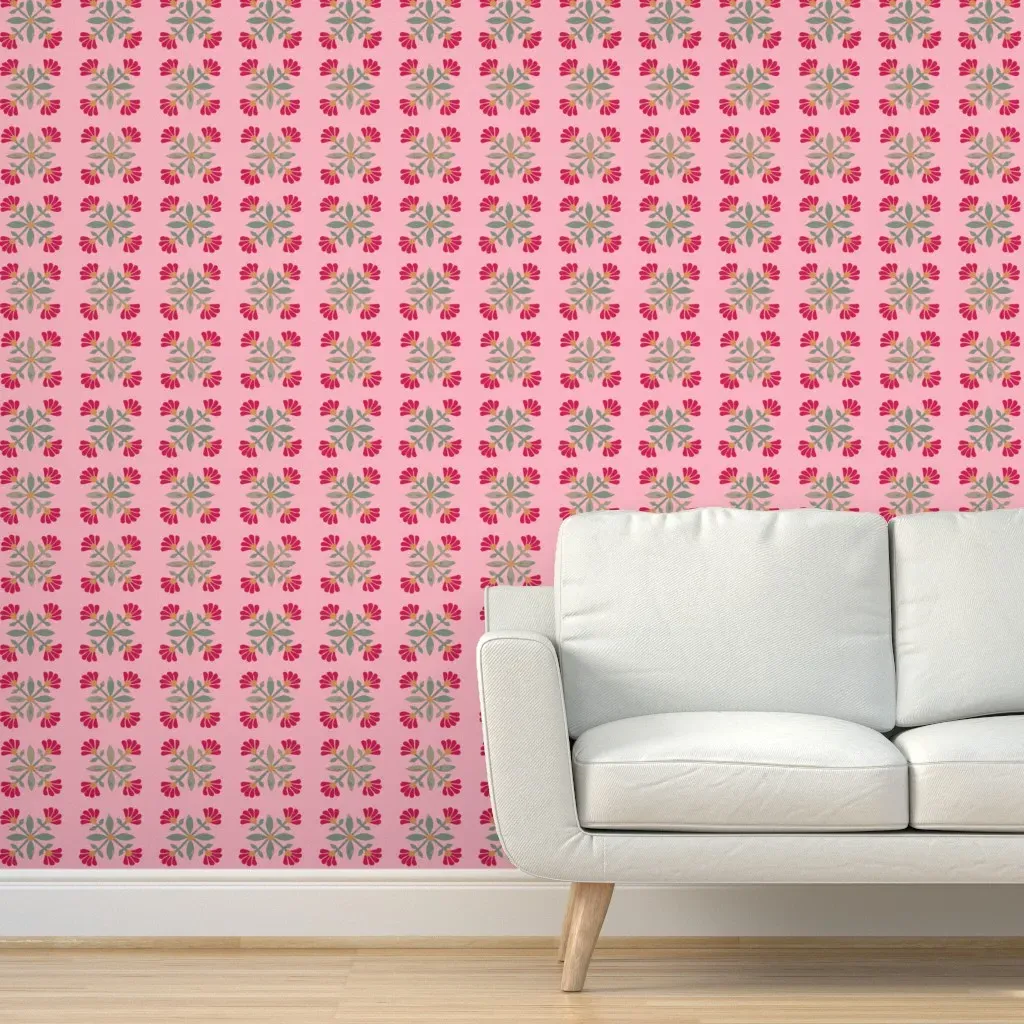 Mexican Rose Folk Art Peel and Stick Wallpaper - Pink product