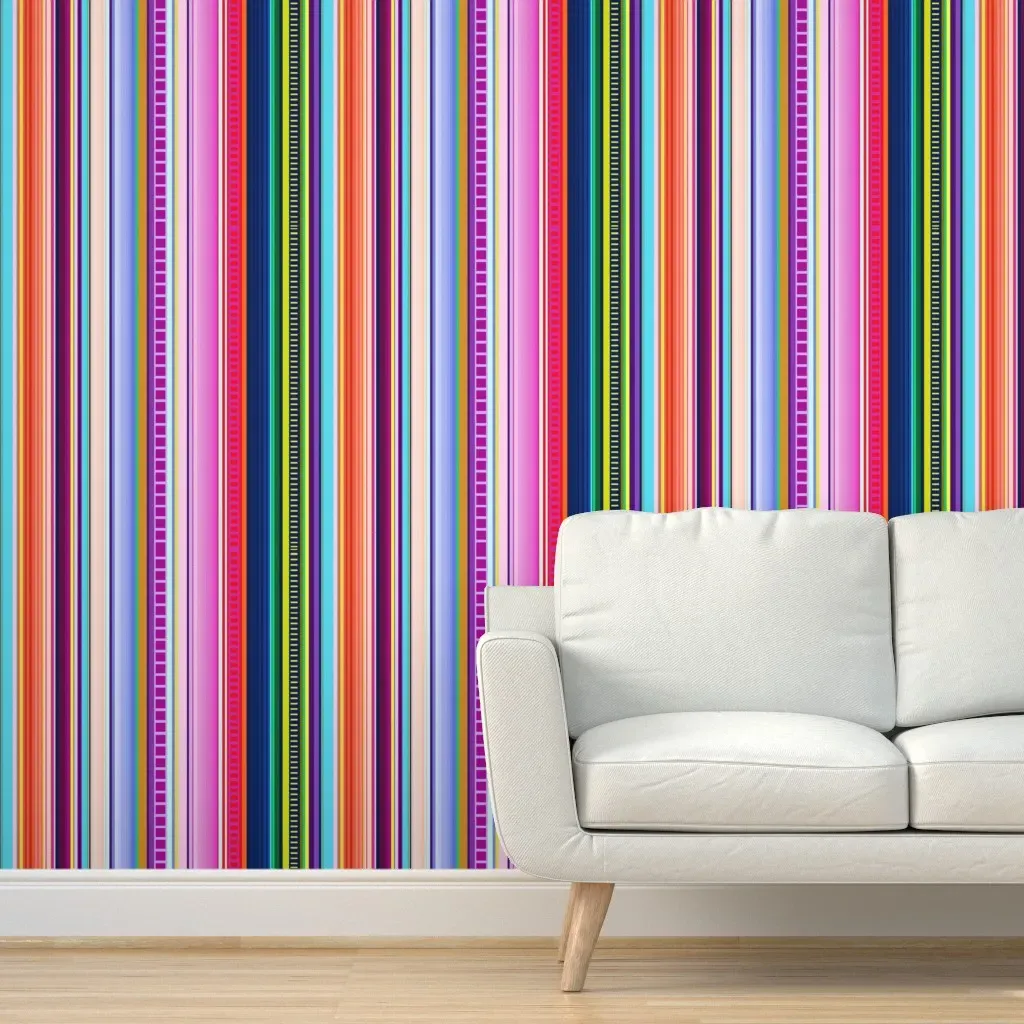Mexican Serape Stripe Peel and Stick Wallpaper - Rainbow product