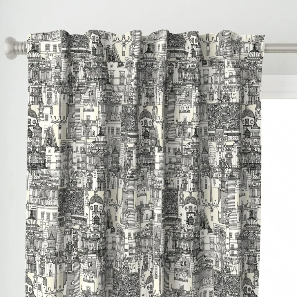 Mexico City Toile Curtain Panel - Black alternate view