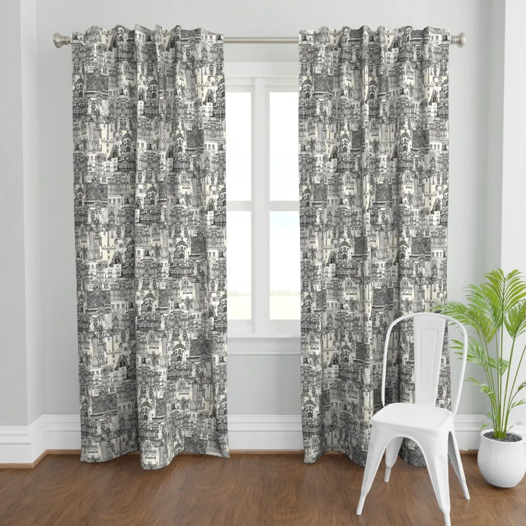 Mexico City Toile Curtain Panel - Black product