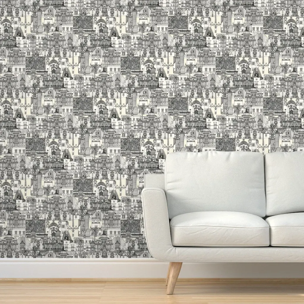 Mexico City Toile Peel and Stick Wallpaper - Black product