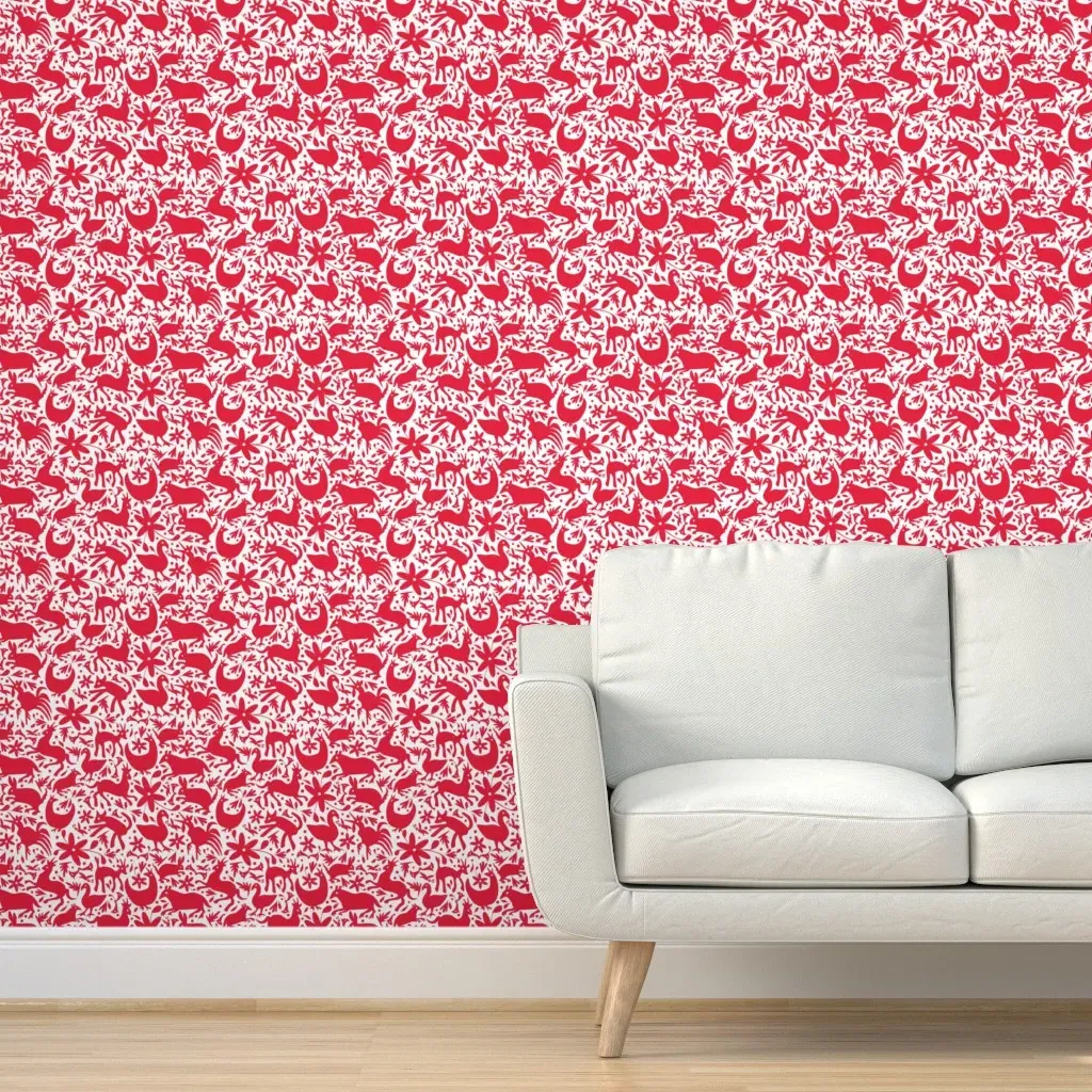 Mexico Springtime Large Scale Peel and Stick Wallpaper - Red, White product