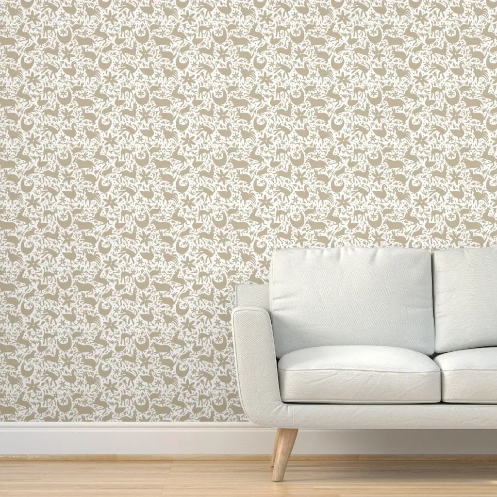 Mexico Springtime Linen Peel and Stick Wallpaper - Beige, White product