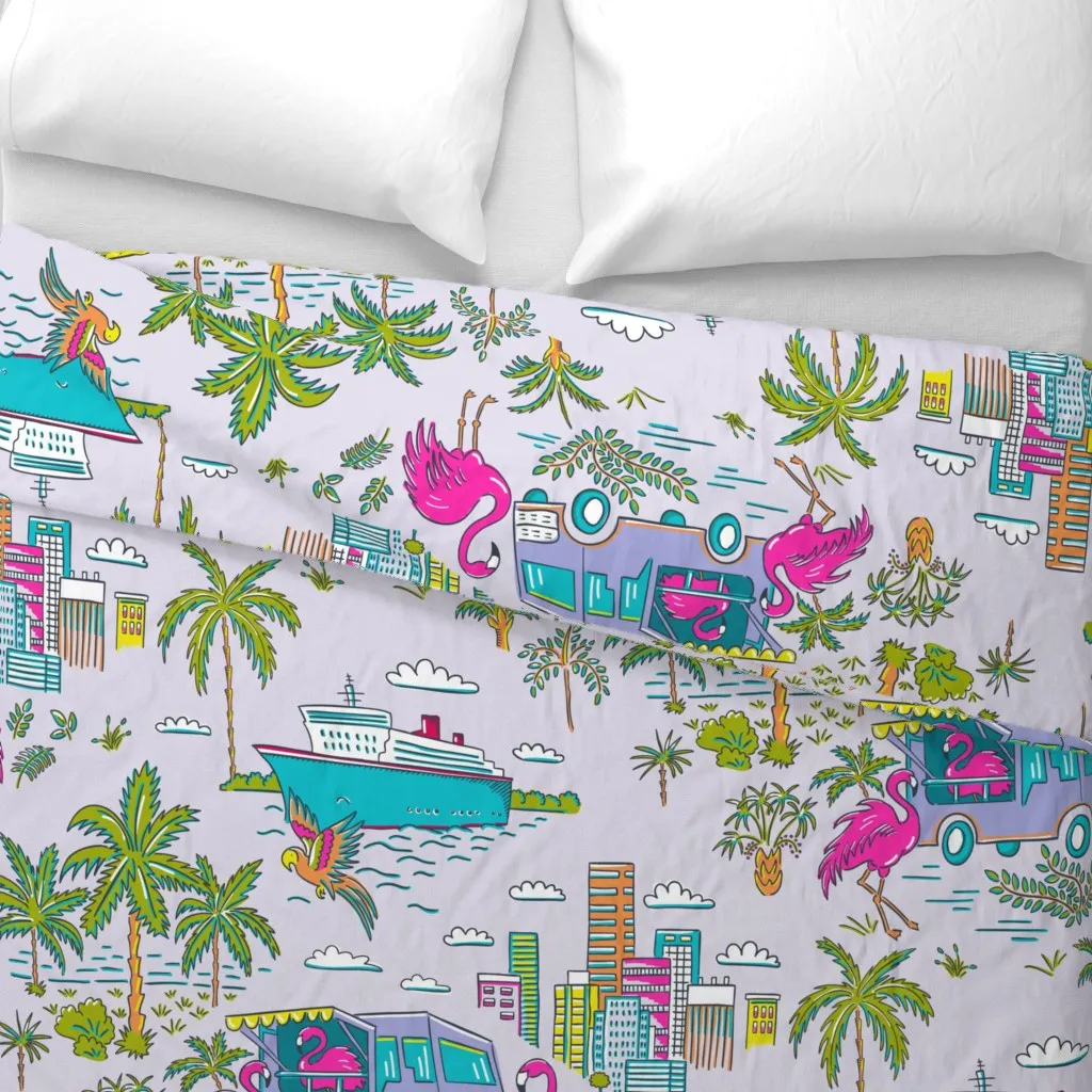 Miami Toile Flamingo Remix Duvet Cover - Pink alternate view