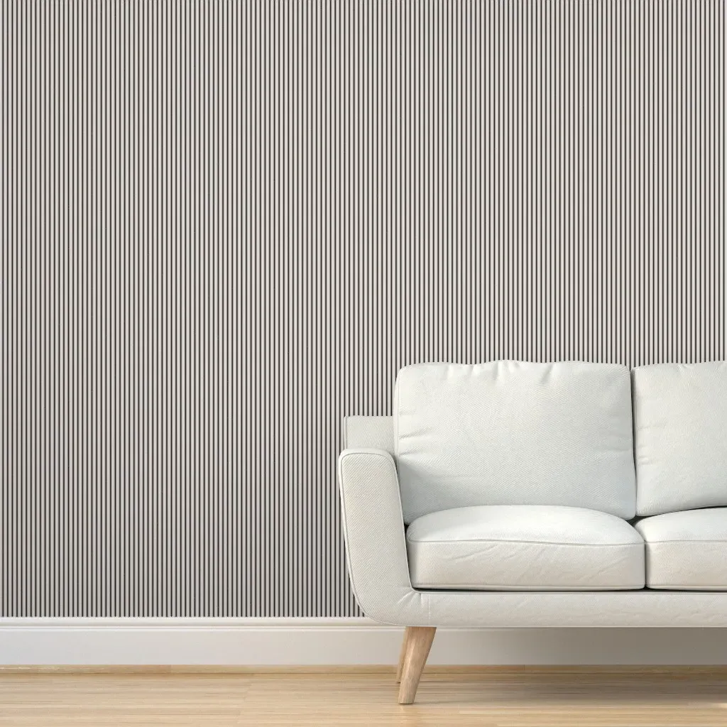 Micro Coal Ticking Stripe Peel and Stick Wallpaper - Off-White product