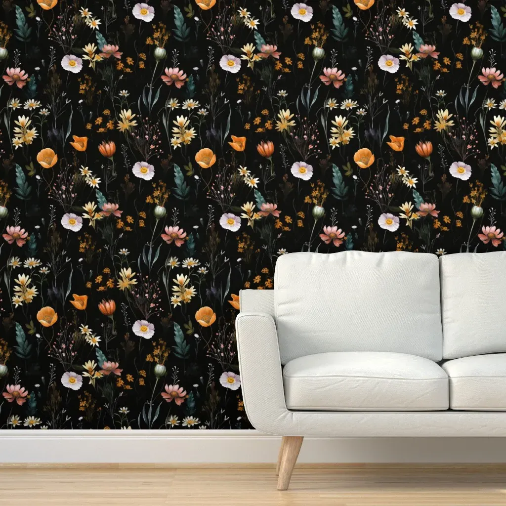 Micro Scale Moody Floral Peel and Stick Wallpaper - Dark Teal product