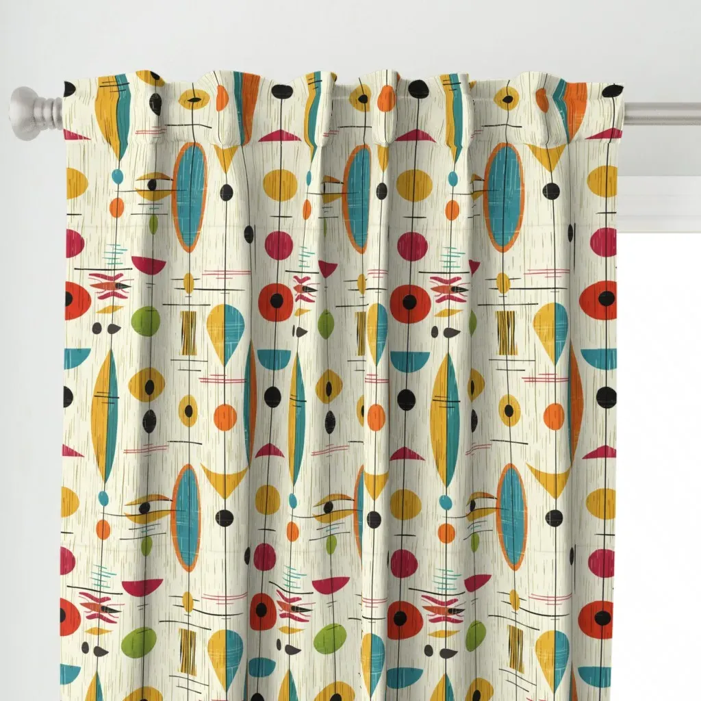 Mid Century Atomic Curtain Panel - Blue alternate view