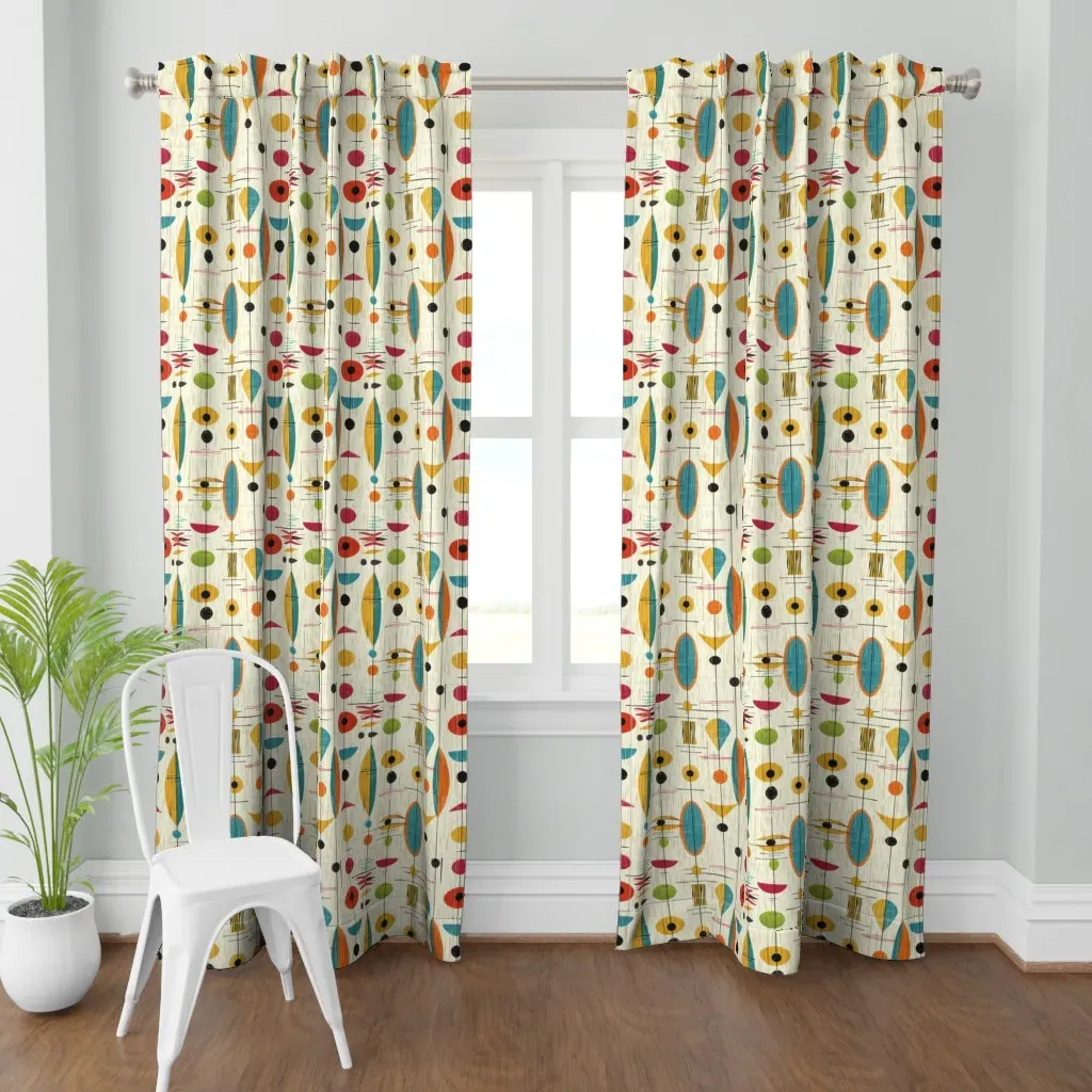 Mid Century Atomic Curtain Panel - Blue product