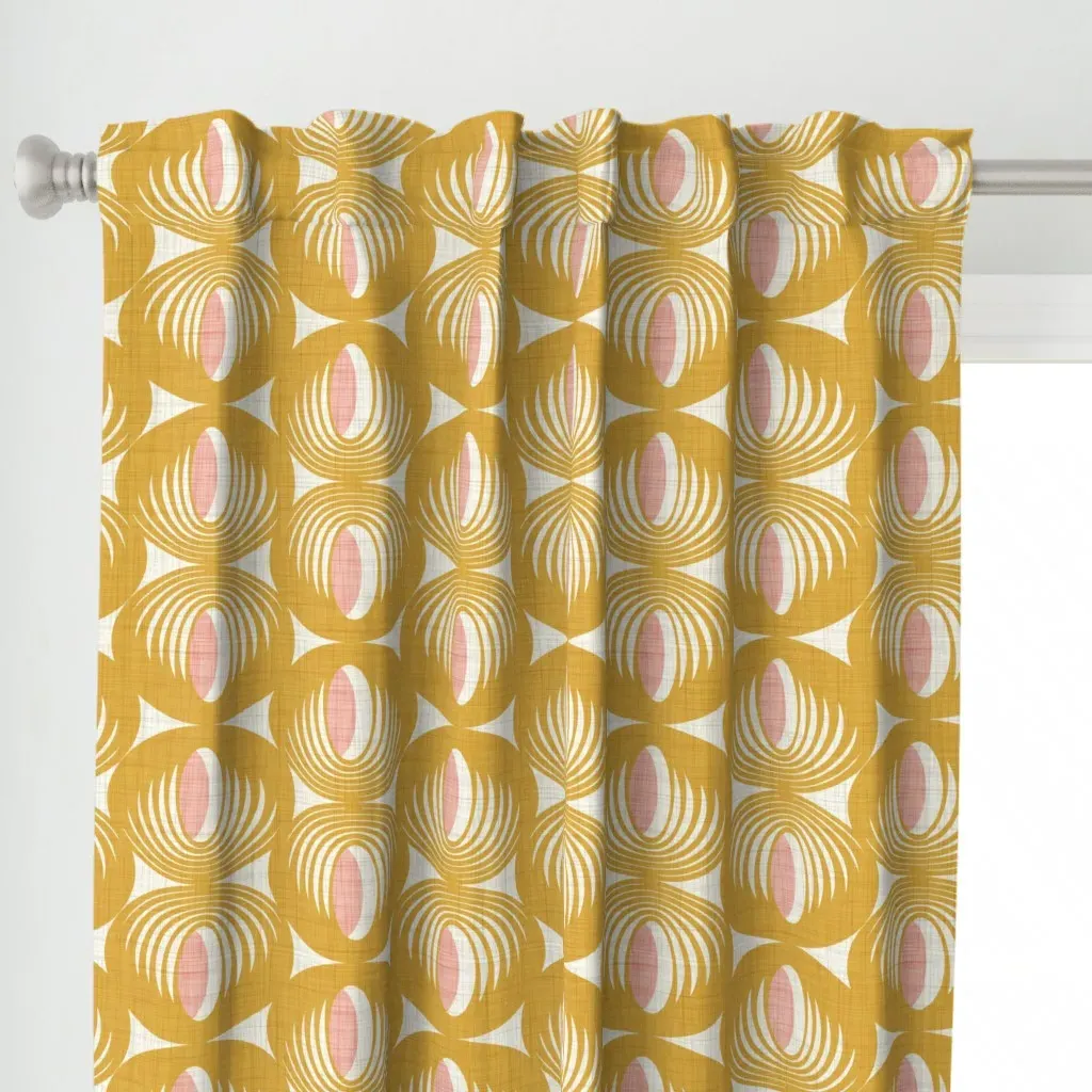 Mid Century Atomic Oval Curtain Panel - Mustard Yellow alternate view