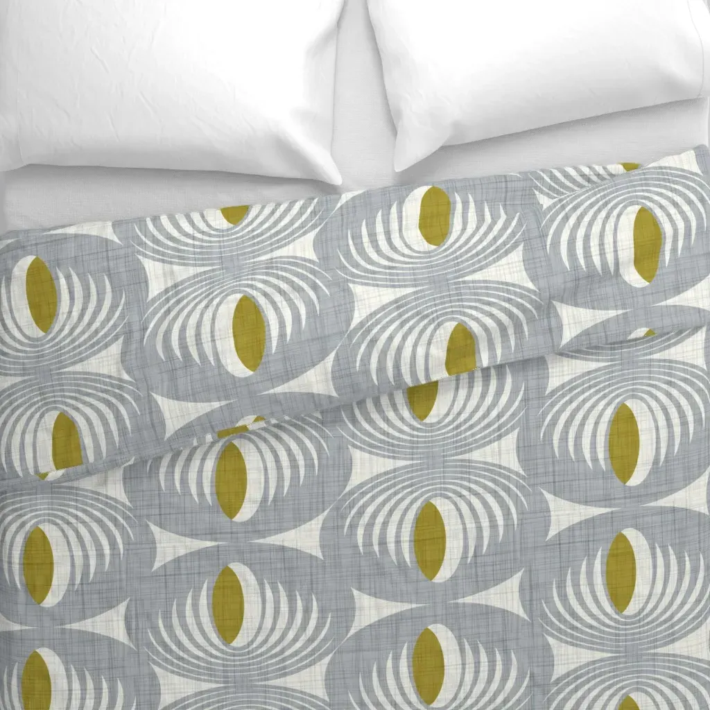 Mid Century Atomic Oval Duvet Cover - Gray alternate view