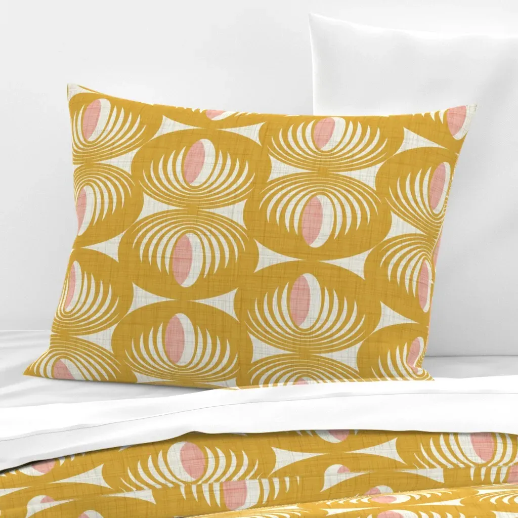 Mid Century Atomic Oval Geometric Standard Pillow - Mustard Yellow, Cotton Sateen product