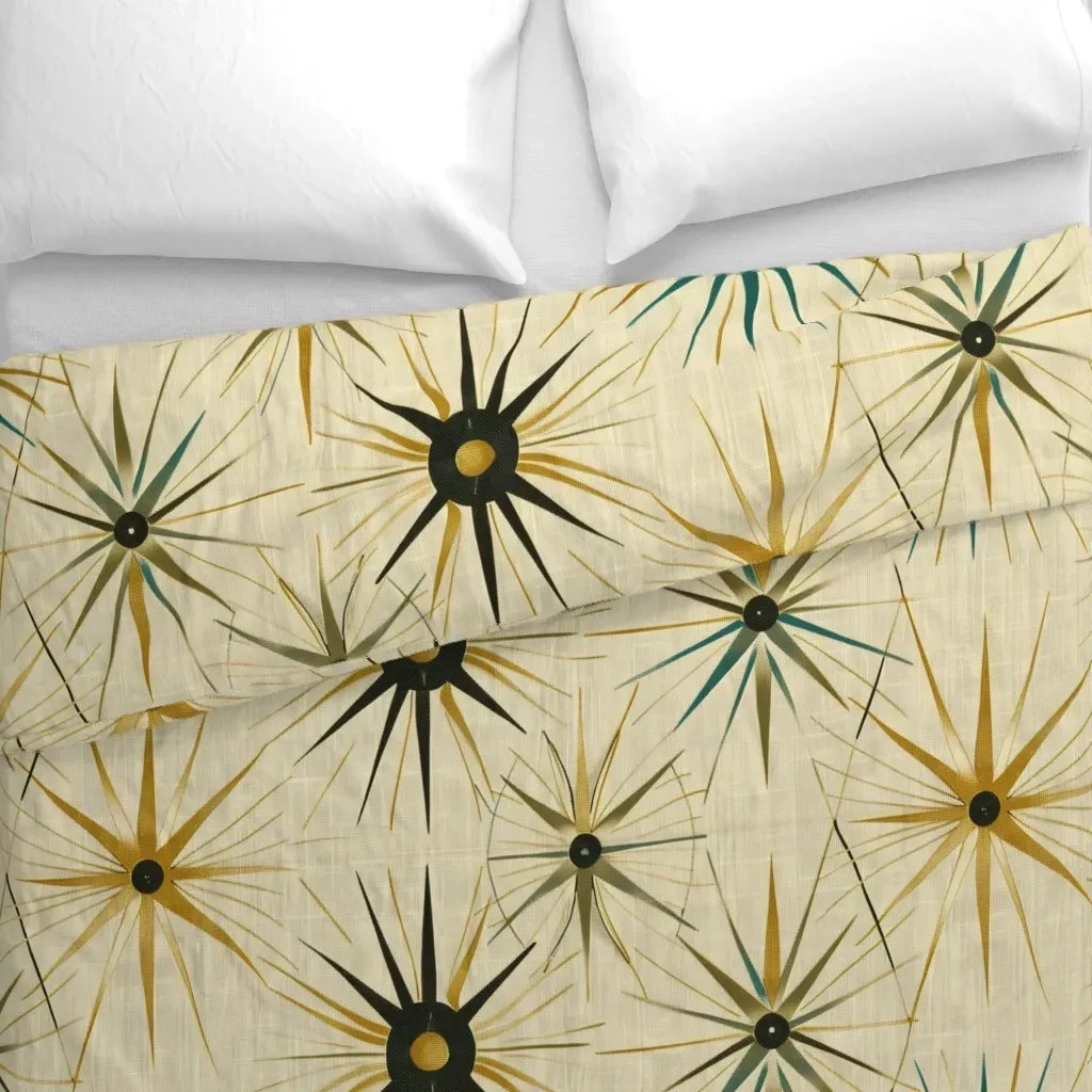 Mid Century Atomic Starburst Duvet Cover - Black alternate view