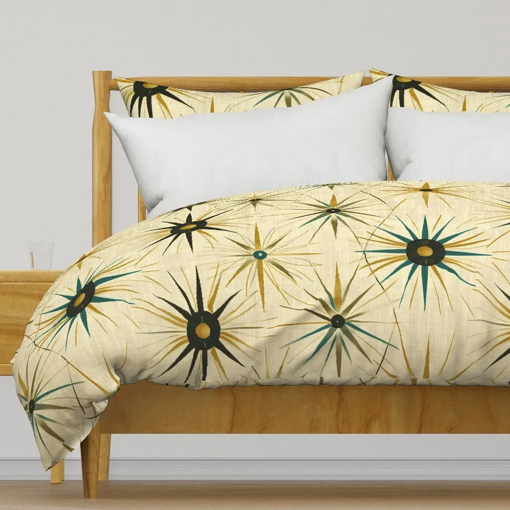 Mid Century Atomic Starburst Duvet Cover - Black product