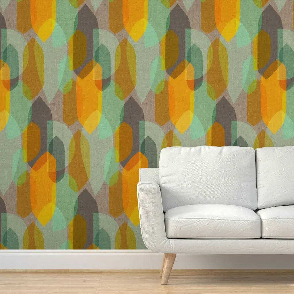 Mid Century Colour Blocks Peel and Stick Wallpaper - Gold product