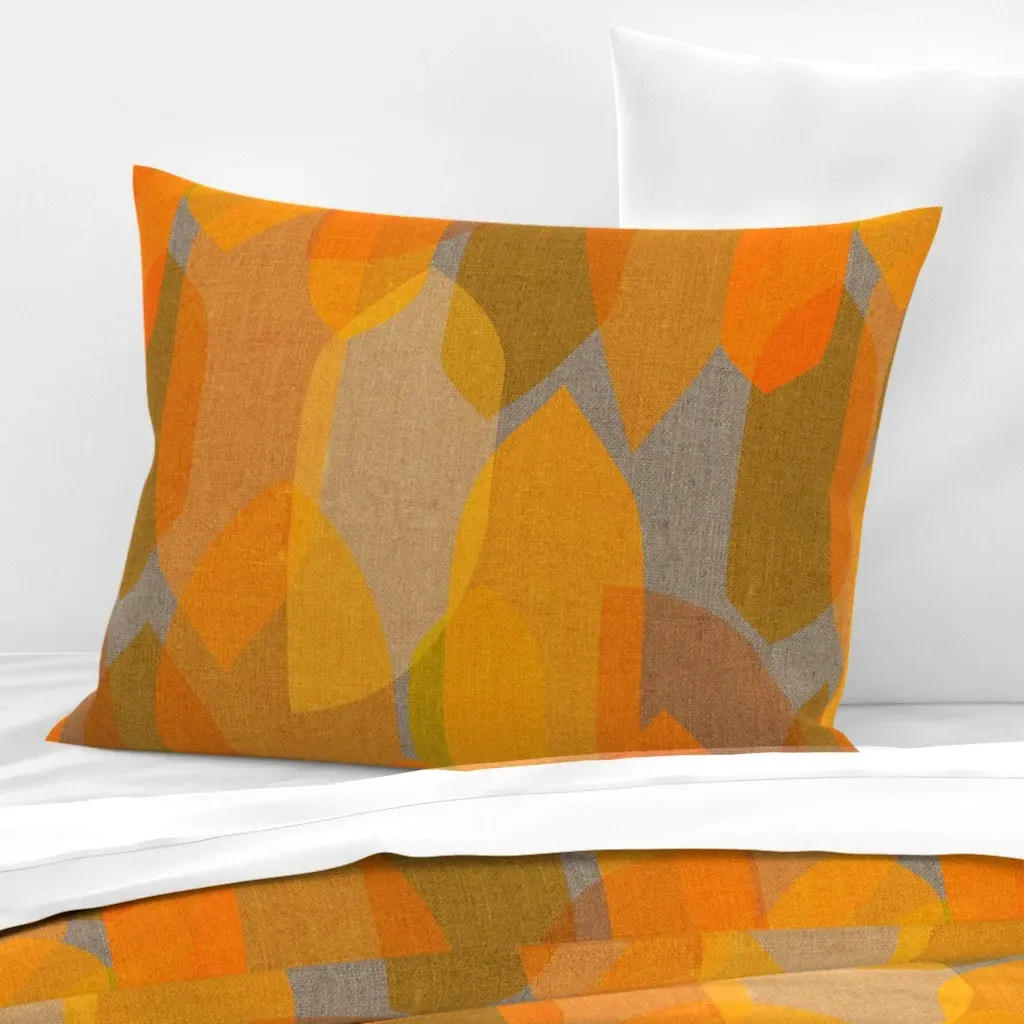 Mid Century Colour Blocks Standard Knife Edge Cushion - Orange, Cotton Sateen product
