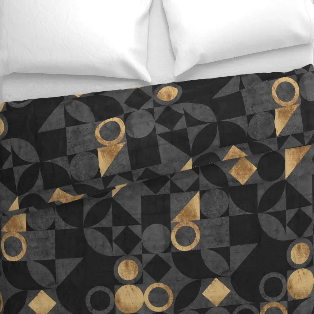 Mid-Century Concrete Collage Duvet Cover - Dark Gray alternate view