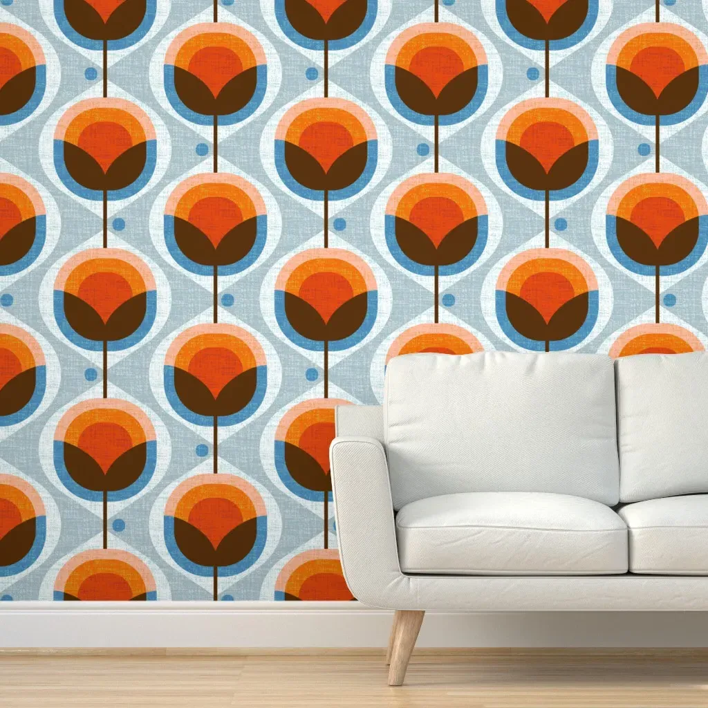 Mid Century Damask Peel and Stick Wallpaper - Blue product