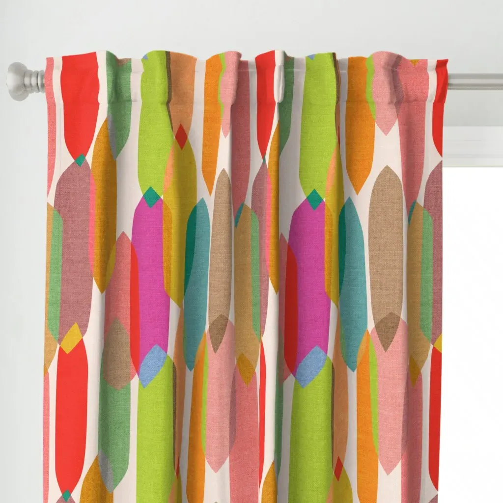 Mid Century Droplets Curtain Panel - Red-Orange alternate view