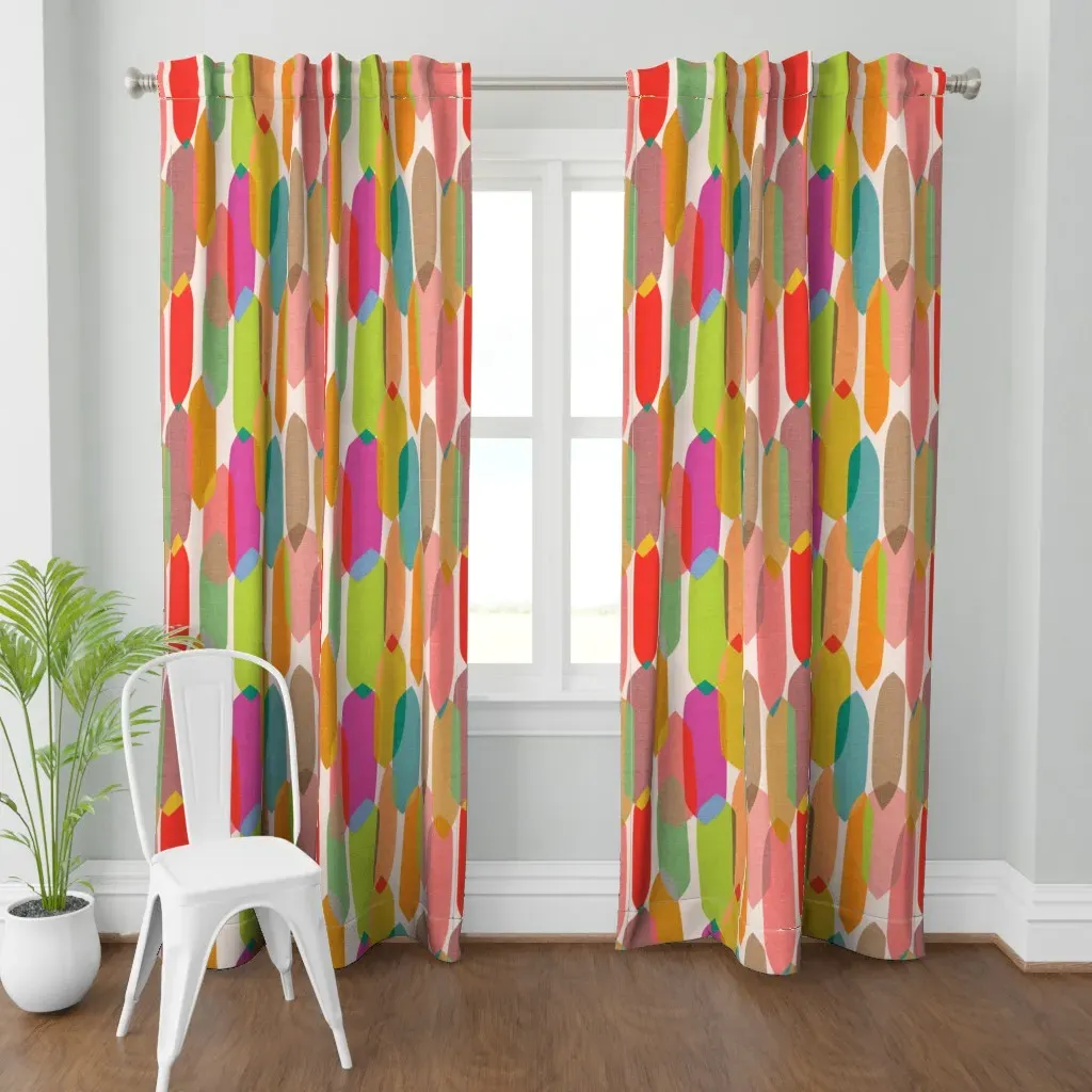 Mid Century Droplets Curtain Panel - Red-Orange product