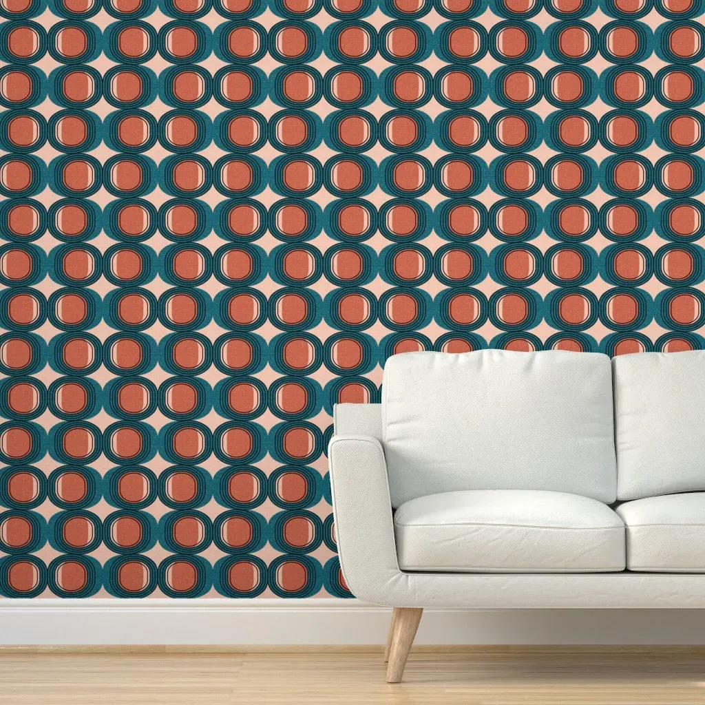 Mid Century Elliptic Peel and Stick Wallpaper - Terracotta product