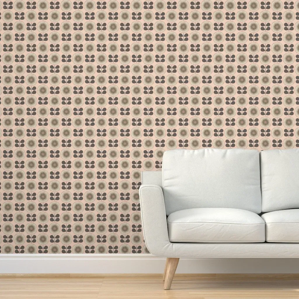 Mid Century Flowers Peel and Stick Wallpaper - Brown product