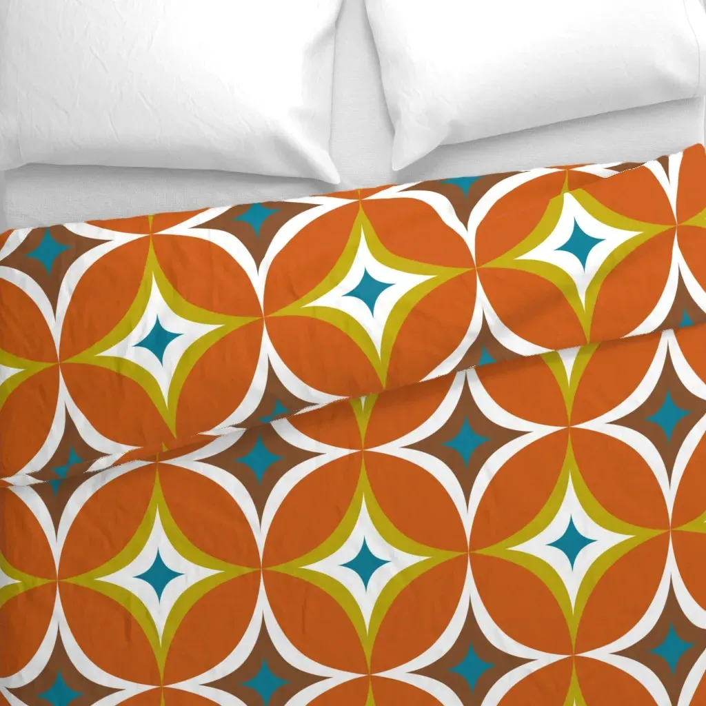 Mid Century Geometric Duvet Cover - Burnt Orange alternate view