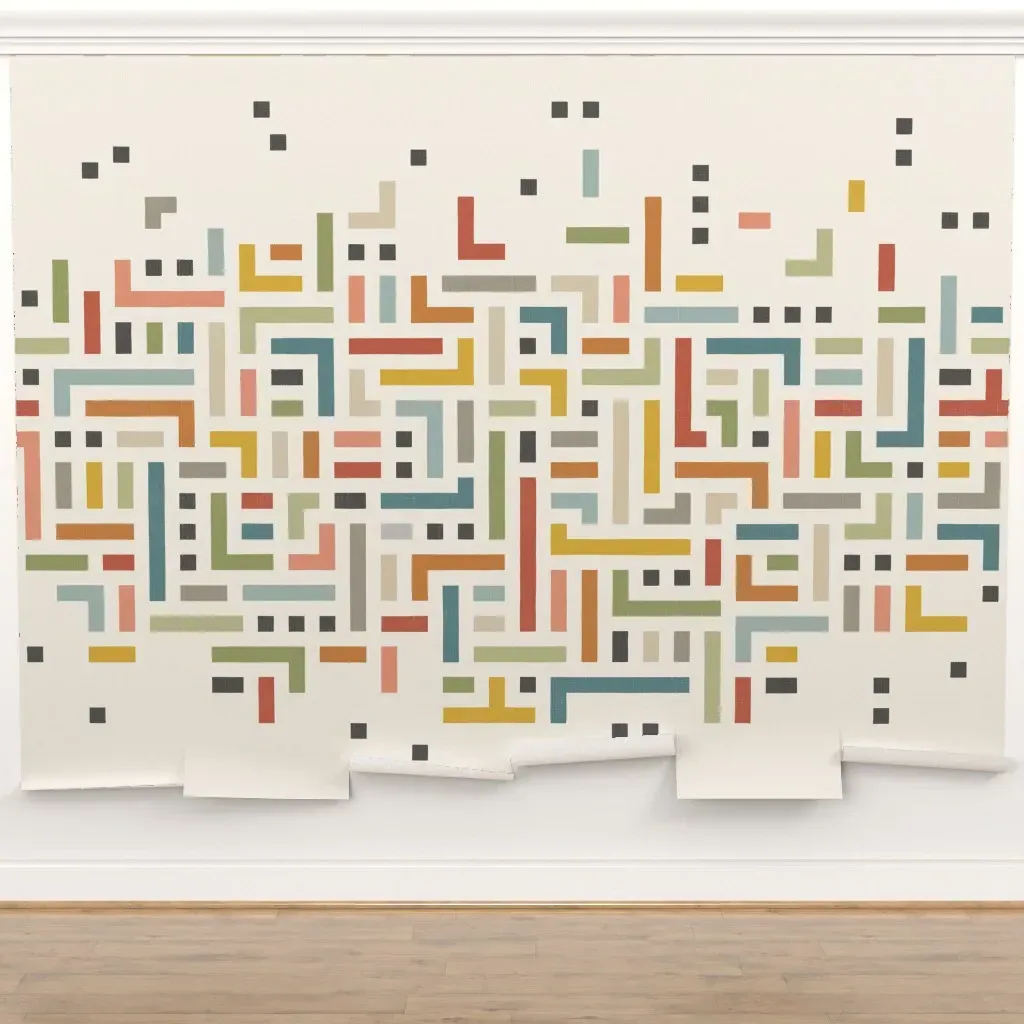 Mid Century Geometric Maze Peel and Stick Wall Mural product