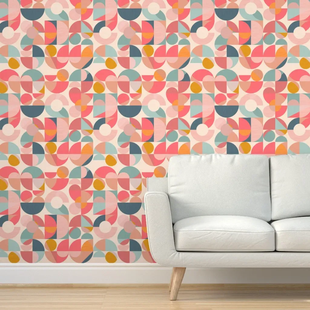 Mid Century Geometry Peel and Stick Wallpaper - Pink product