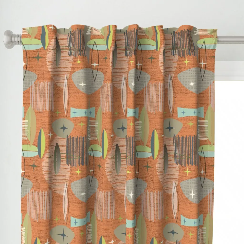 Mid Century Graphic Curtain Panel - Burnt Orange alternate view