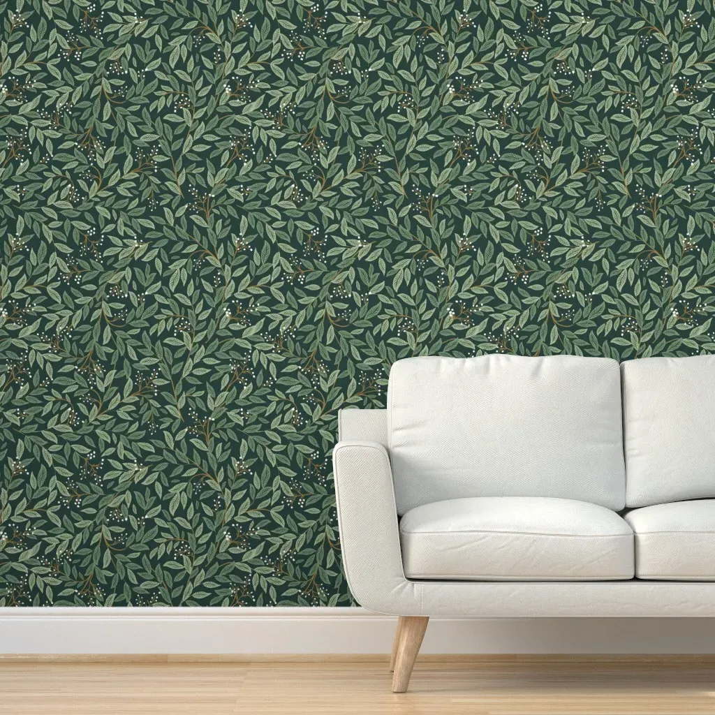 Mid-Century Green Leaf Harmony Peel and Stick Wallpaper - Green product