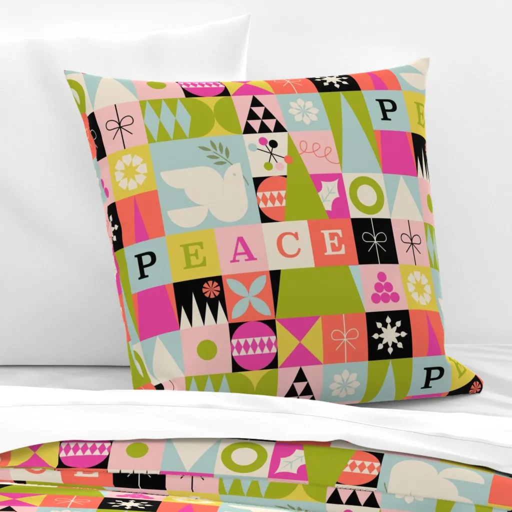 Mid Century Holiday Patchwork 18 Inch Euro Pillow Sham - Green product