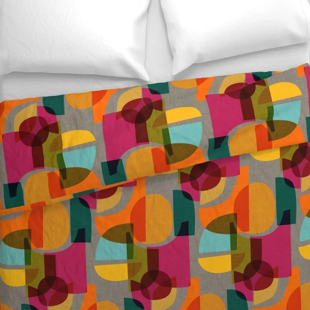Mid Century Kaleidoscope Duvet Cover - Orange alternate view