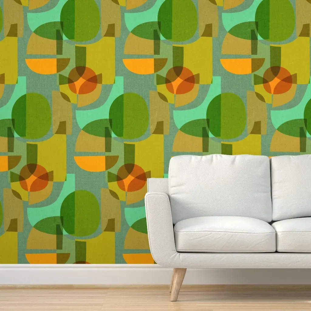 Mid Century Kaleidoscope Peel and Stick Wallpaper - Green product