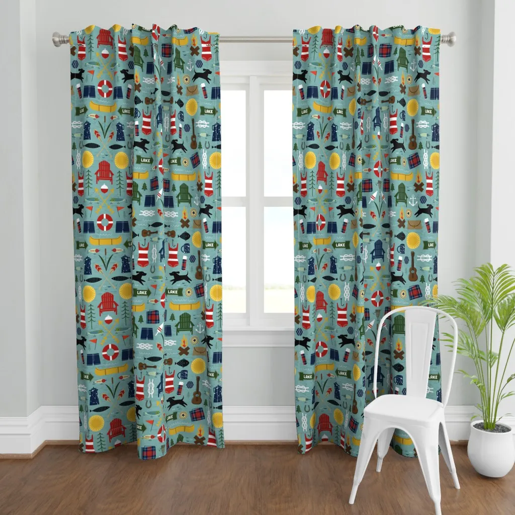 Mid-Century Lake House Curtain Panel - Teal product