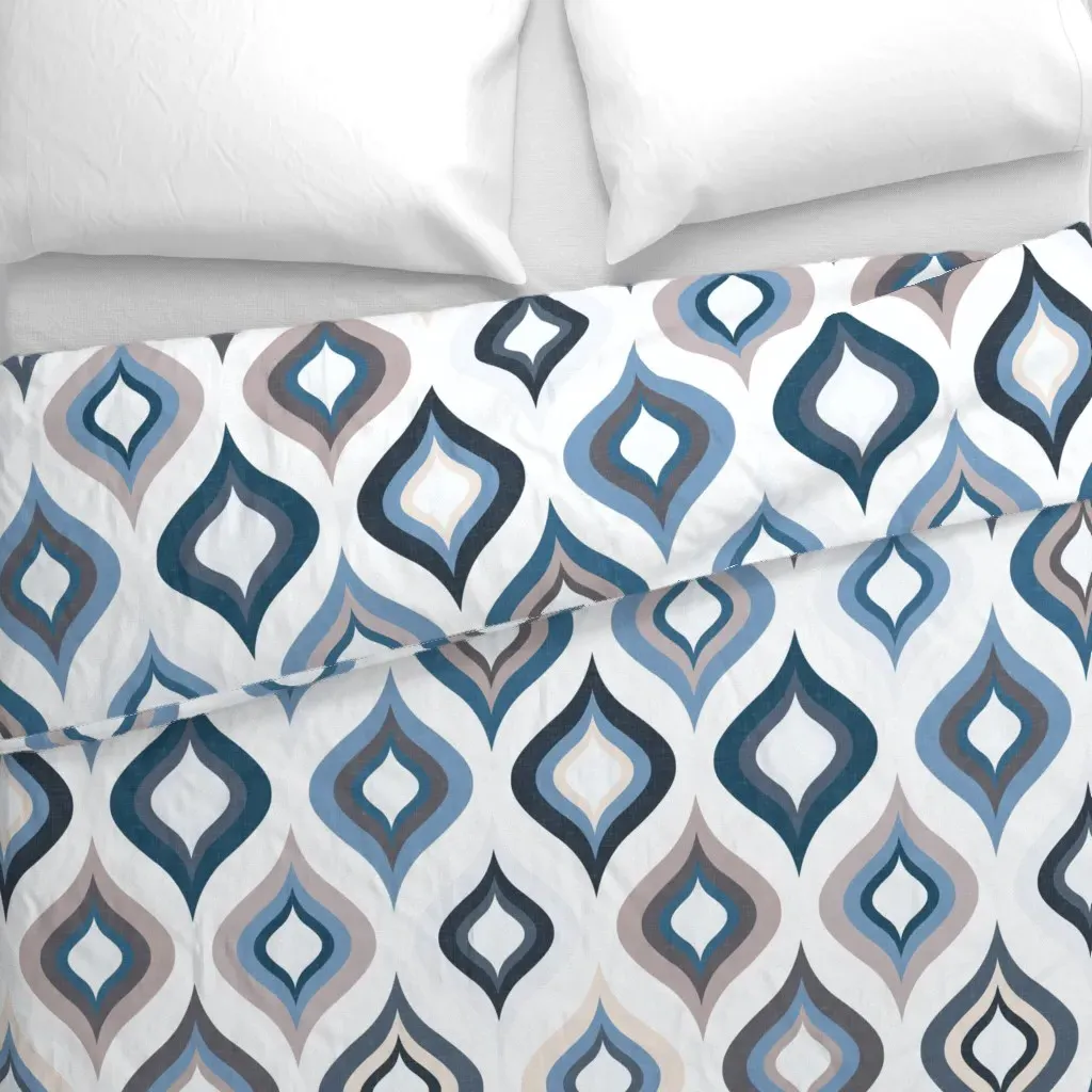 Mid Century Leaf Shapes Duvet Cover - Dusty Blue alternate view