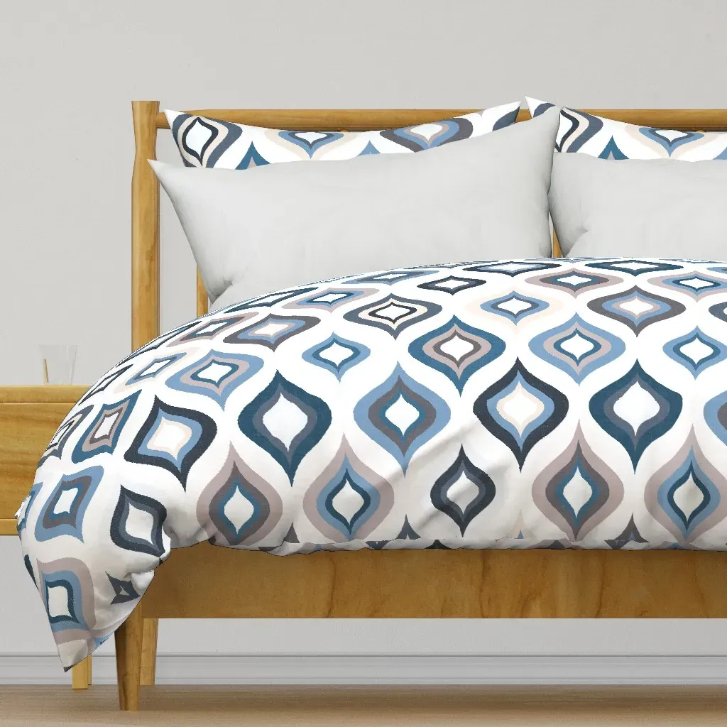 Mid Century Leaf Shapes Duvet Cover - Dusty Blue product