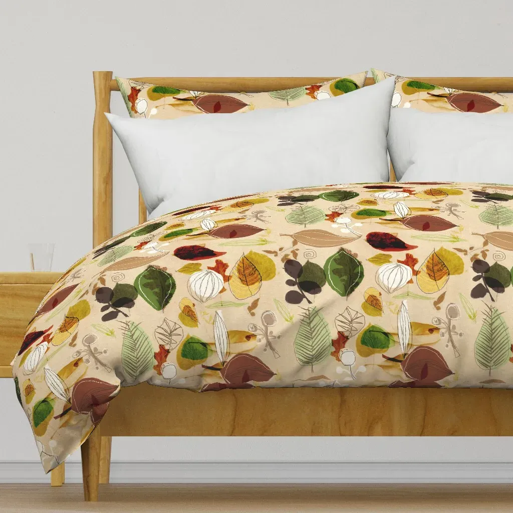 Mid Century Leafy Love Duvet Cover - Beige product