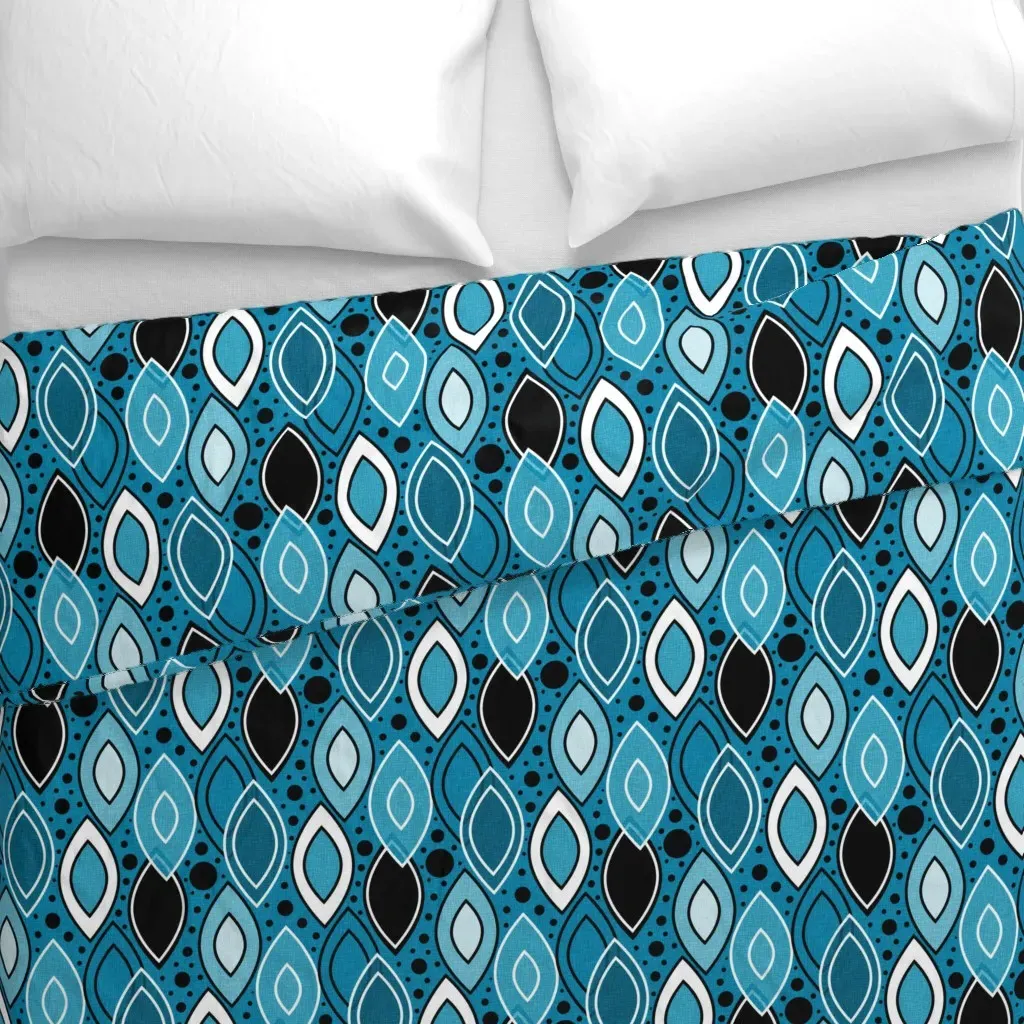 Mid Century Leaves Duvet Cover - Teal alternate view