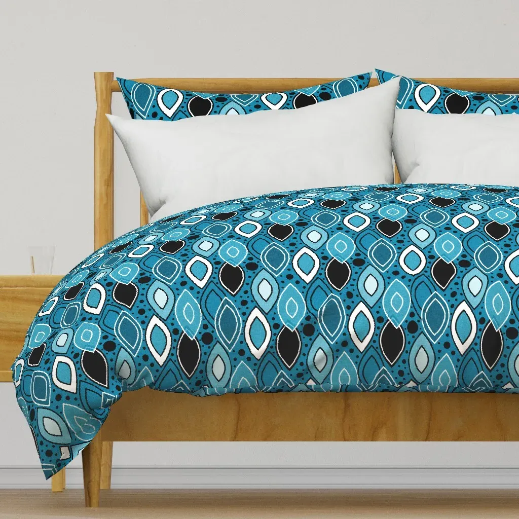 Mid Century Leaves Duvet Cover - Teal product