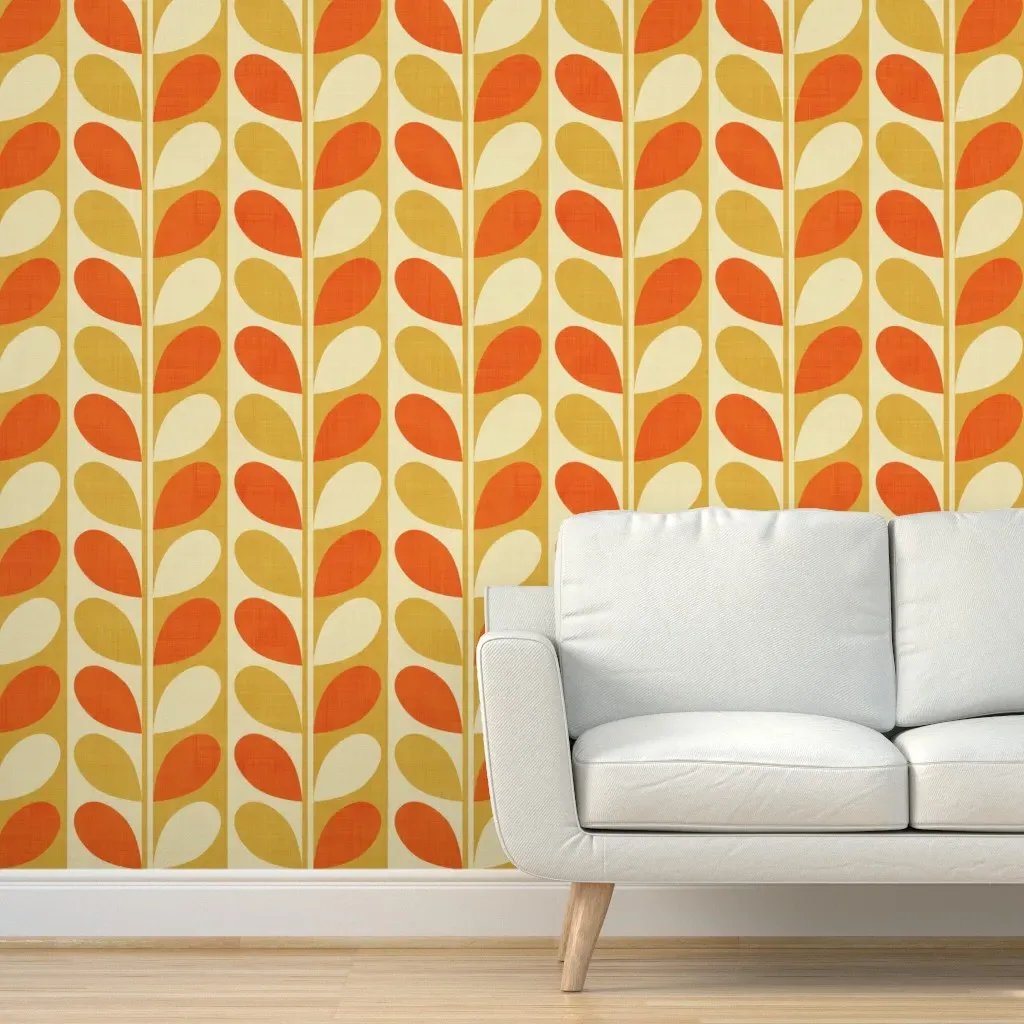 Mid Century Leaves Peel and Stick Wallpaper - Orange product